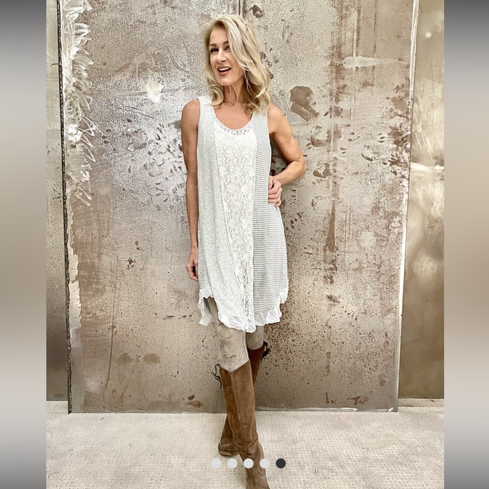 Surrealist USA Tunic with Mixed Fabrics